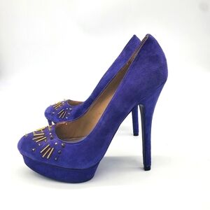 Rachel Rachel Roy Shoes Women 8.5 Heels Cobalt Blue Suede Platform Stilettos